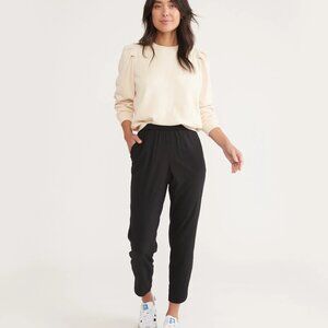 Marine Layer Tulip Hem Pants Black Pull On Cropped Elastic Waist New